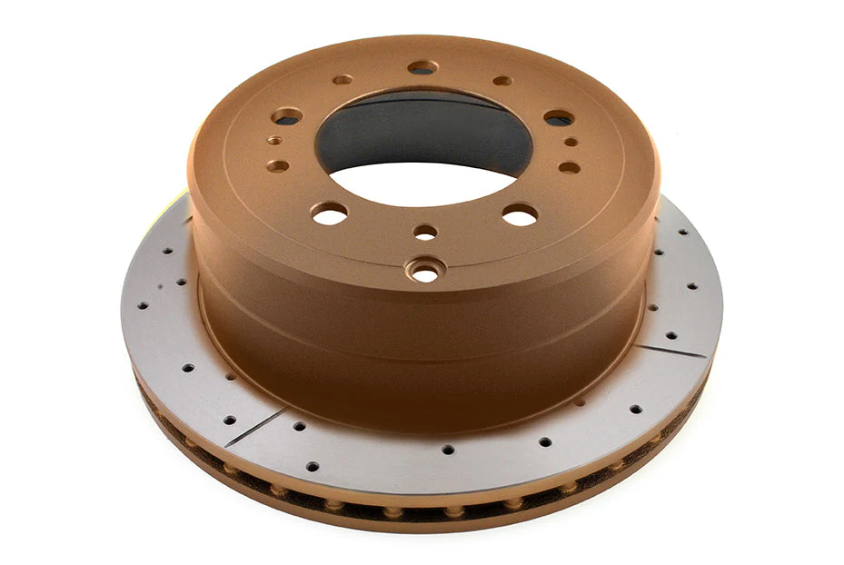 1998-2007 Toyota Land Cruiser & More | DBA Street Series Gold Cross-Drilled/Slotted Brake Rotor [Rear] | DBA789X