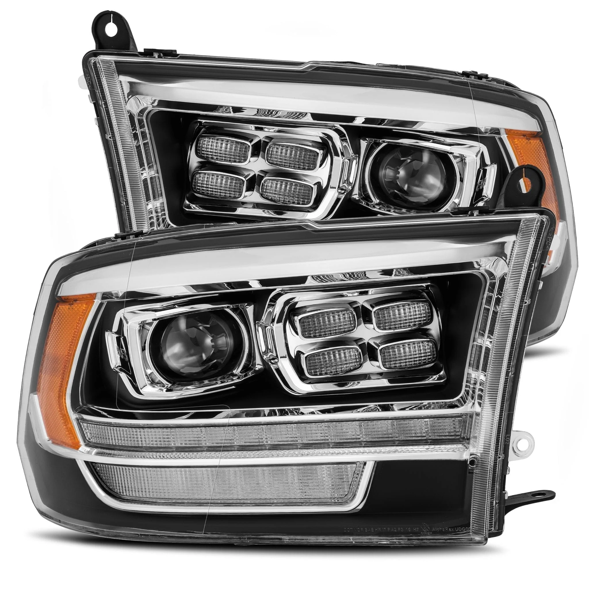 2009-2018 Ram Truck LUXX-Series (5th Gen 2500 Style) LED Projector Headlights Black Alpha-Rex 880168
