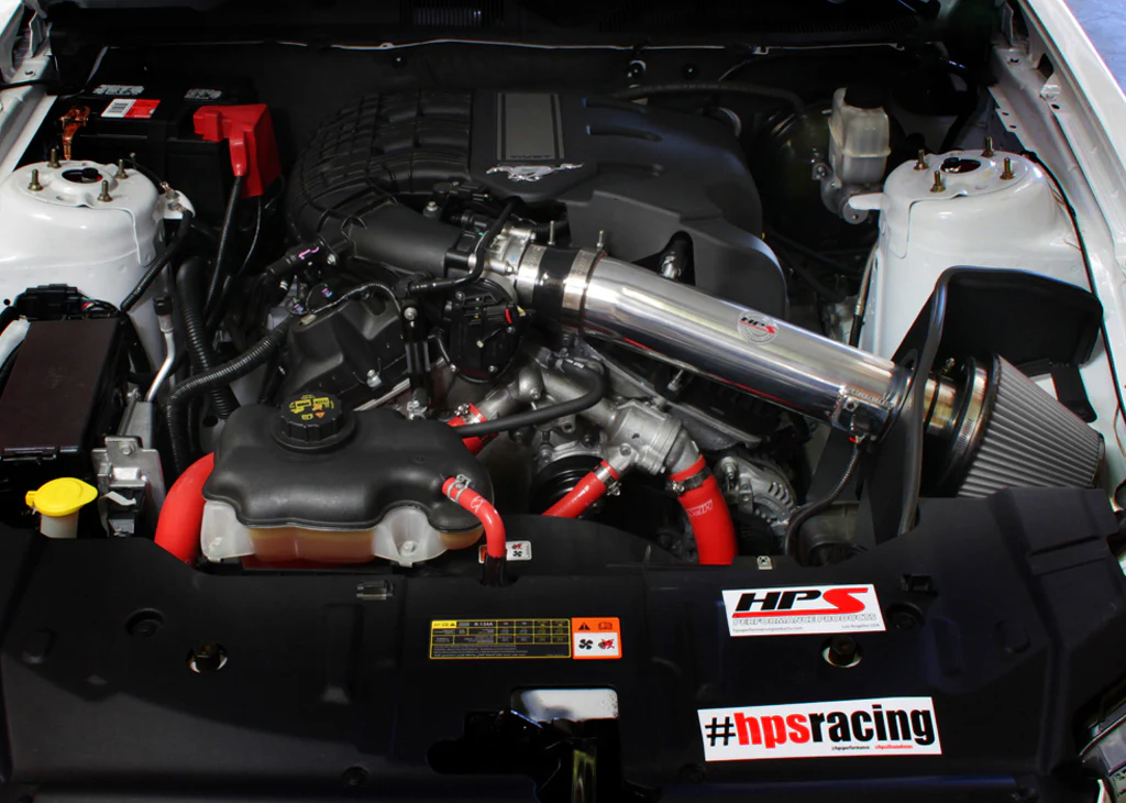 HPS Red Shortram Air Intake + Heat Shield for 2011-2014 Ford Mustang 3.7L V6 - Image 2