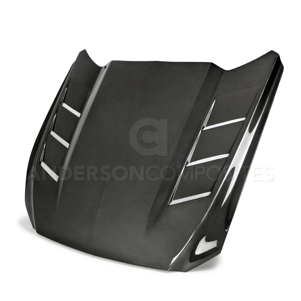 2015-2017 Ford Mustang Heat Extractor Double Sided Hood - Anderson Composites - AC-HD15FDMU-SA-DS