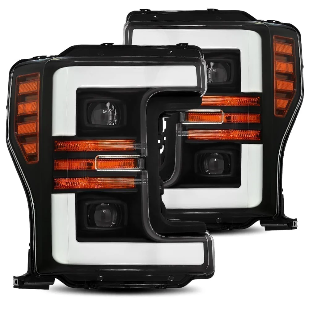 2017- 2019 Ford F-250 Projector Headlights Plank Style Design Matte Black w/ Activation Sequential Signal. Alpha Rex 880106