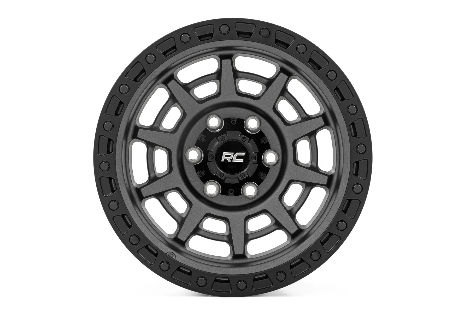 Rough Country 85 Series Wheel | Simulated Beadlock | Gunmetal Gray/Black | 17x9 | 6x5.5 | -12mm | 2002-2006 | 85170912A - Image 2