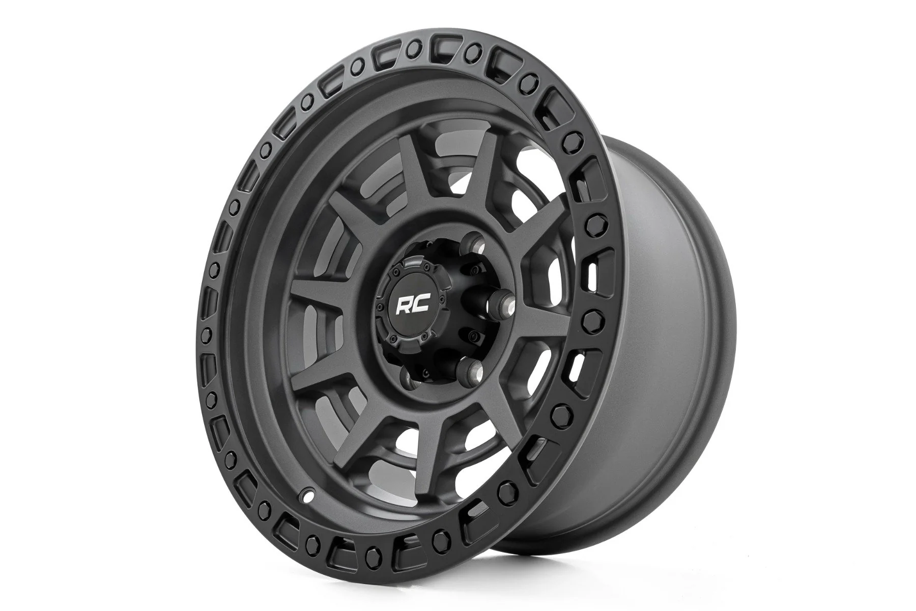 Rough Country 85 Series Wheel | Simulated Beadlock | Gunmetal Gray/Black | 17x9 | 6x5.5 | -12mm | 2002-2006 | 85170912A - Image 4