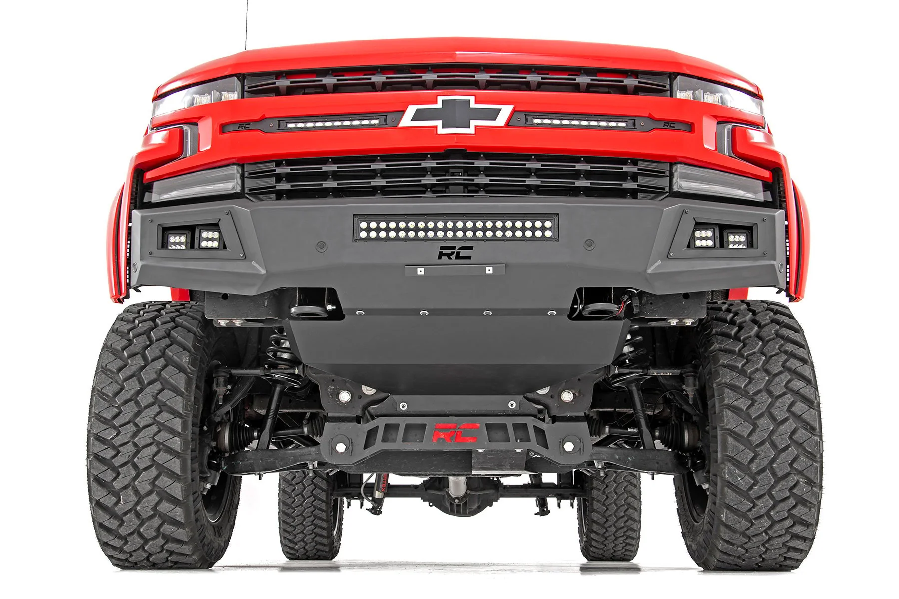 High Clearance Front Bumper | LED Lights & Skid Plate | Chevy Silverado 1500 | 2019-2022 | Rough Country | 10757A - Image 4