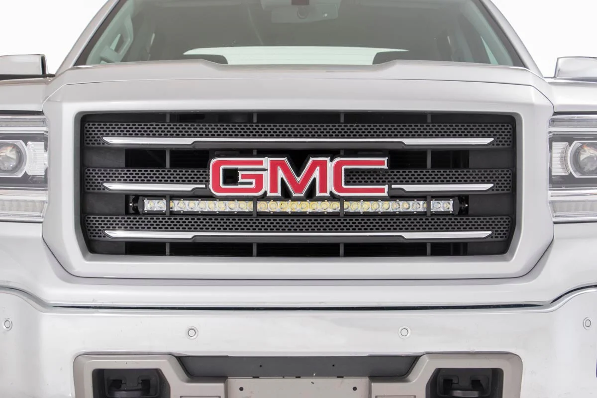LED Light | Behind Grille Mount | 30" Chrome Single Row | Chevrolet Silverado/GMC Sierra 1500 | 2014-2018 | Rough Country | 70625 - Image 3