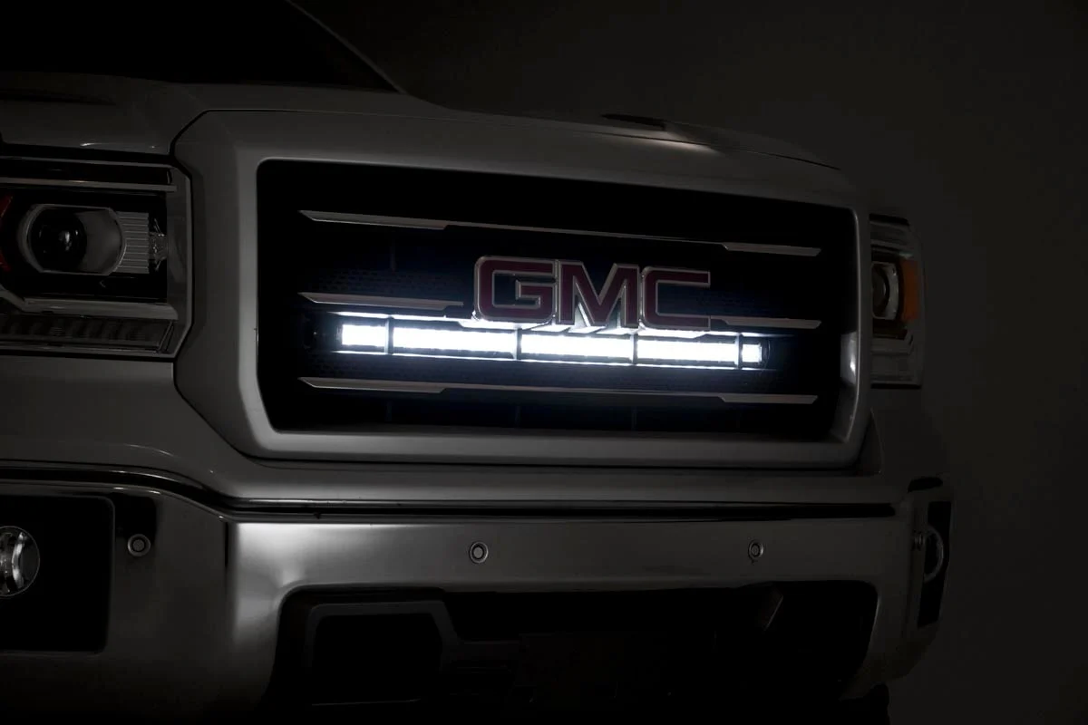 LED Light | Behind Grille Mount | 30" Chrome Single Row | Chevrolet Silverado/GMC Sierra 1500 | 2014-2018 | Rough Country | 70625 - Image 4