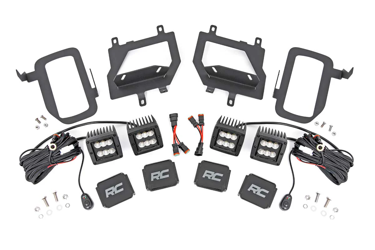 LED Light | Fog Mount | Dual 2" Black Pairs | Spot/Flood | Ford F-150 | 2015-2017 | Rough Country | 70865