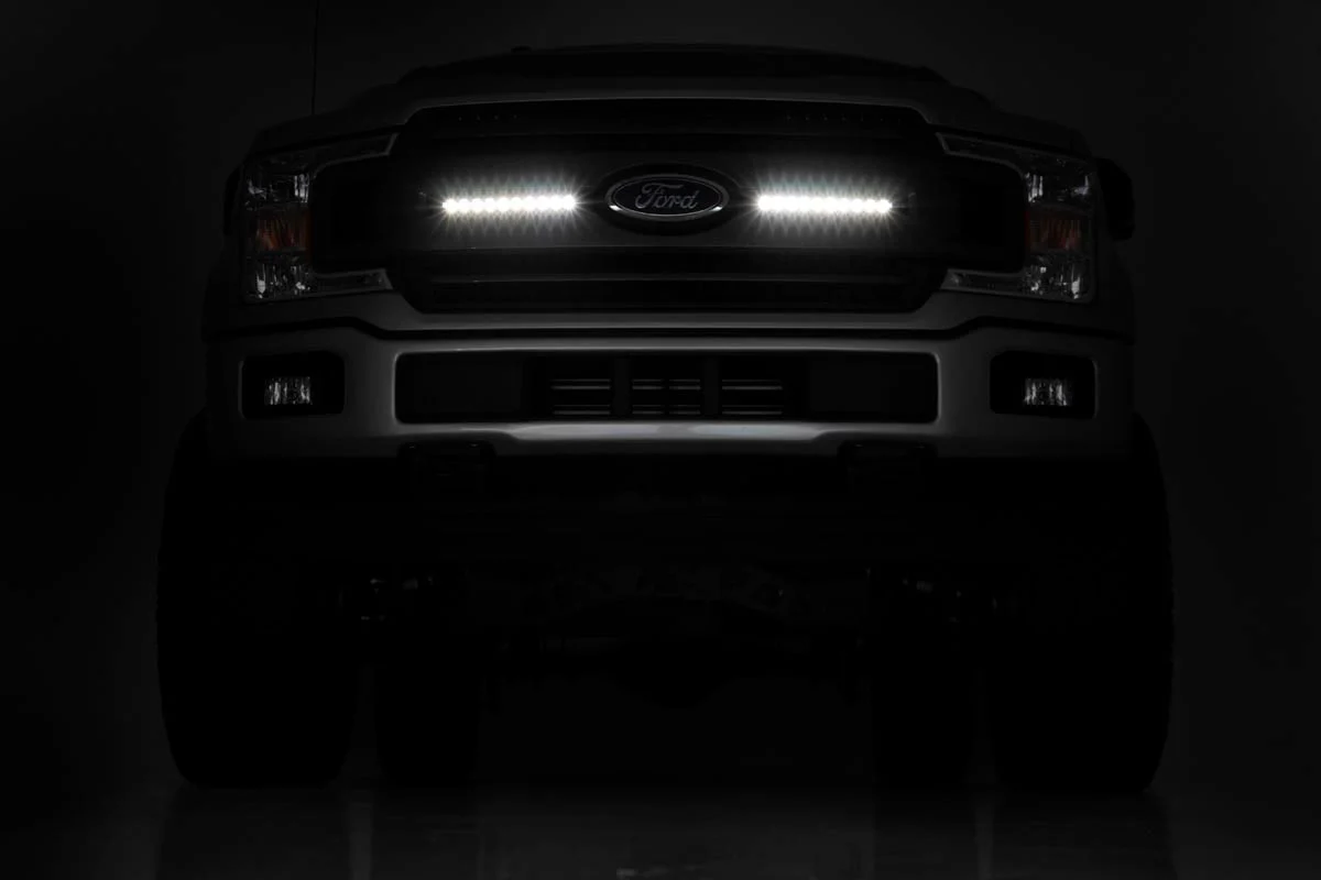 LED Light | Grille Mount | 10" Black Slimline Pair | Ford F-150 | 2018-2020 | Rough Country | 70808 - Image 6
