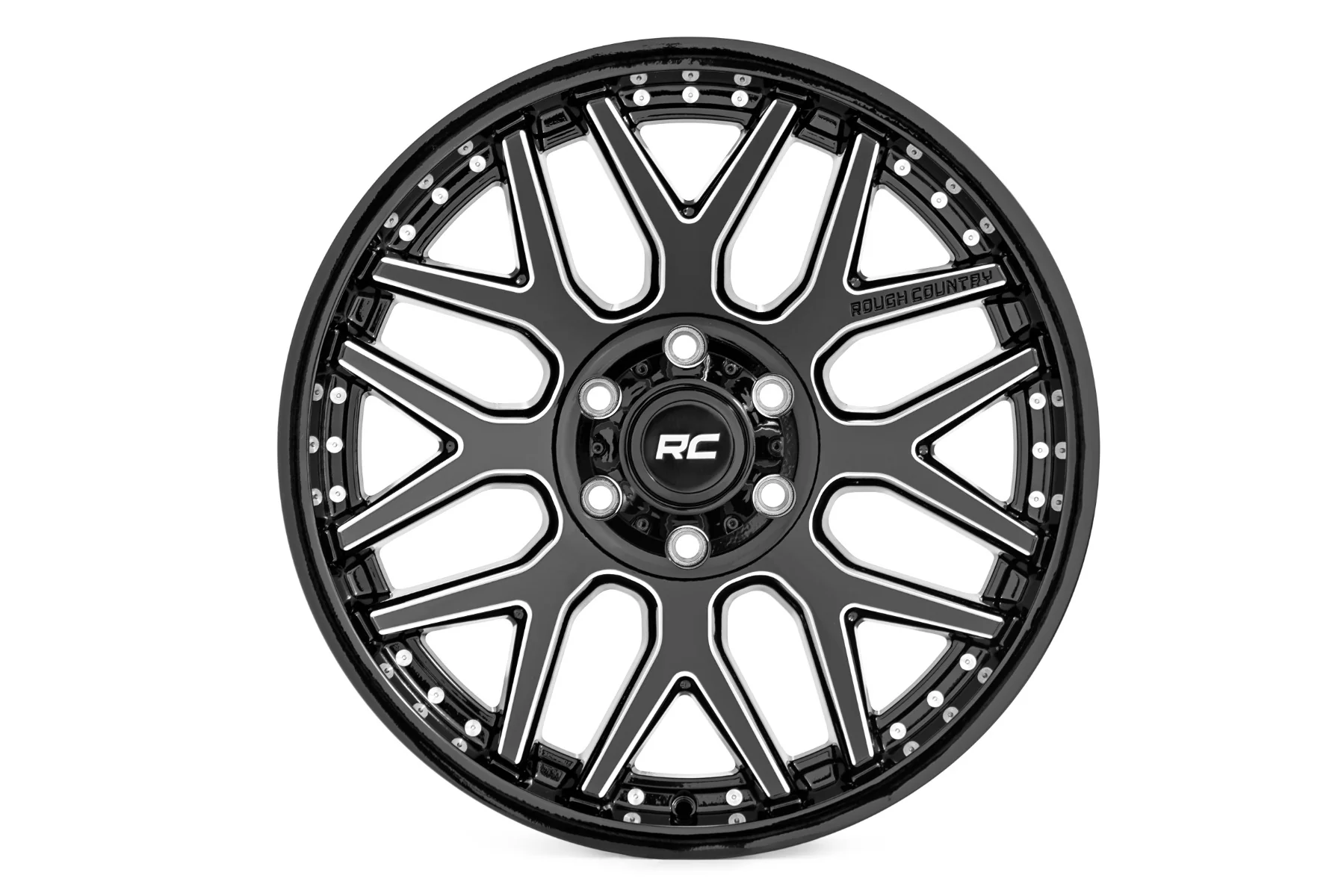 Rough Country 95 Series Wheel | Machined One-Piece | Gloss Black | 20x10 | 6x5.5 | -25mm | 2002-2006 | 95201012M - Image 2